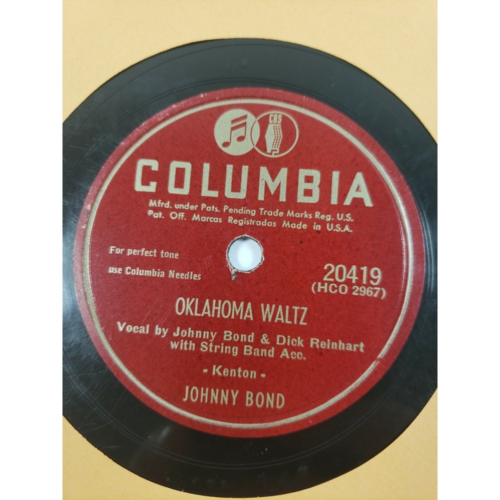 JOHNNY BOND & RED RIVER BOYS OKLAHOMA WALTZ‎ / JOHN'S 10" 78 Columbia 1947 V+/V+